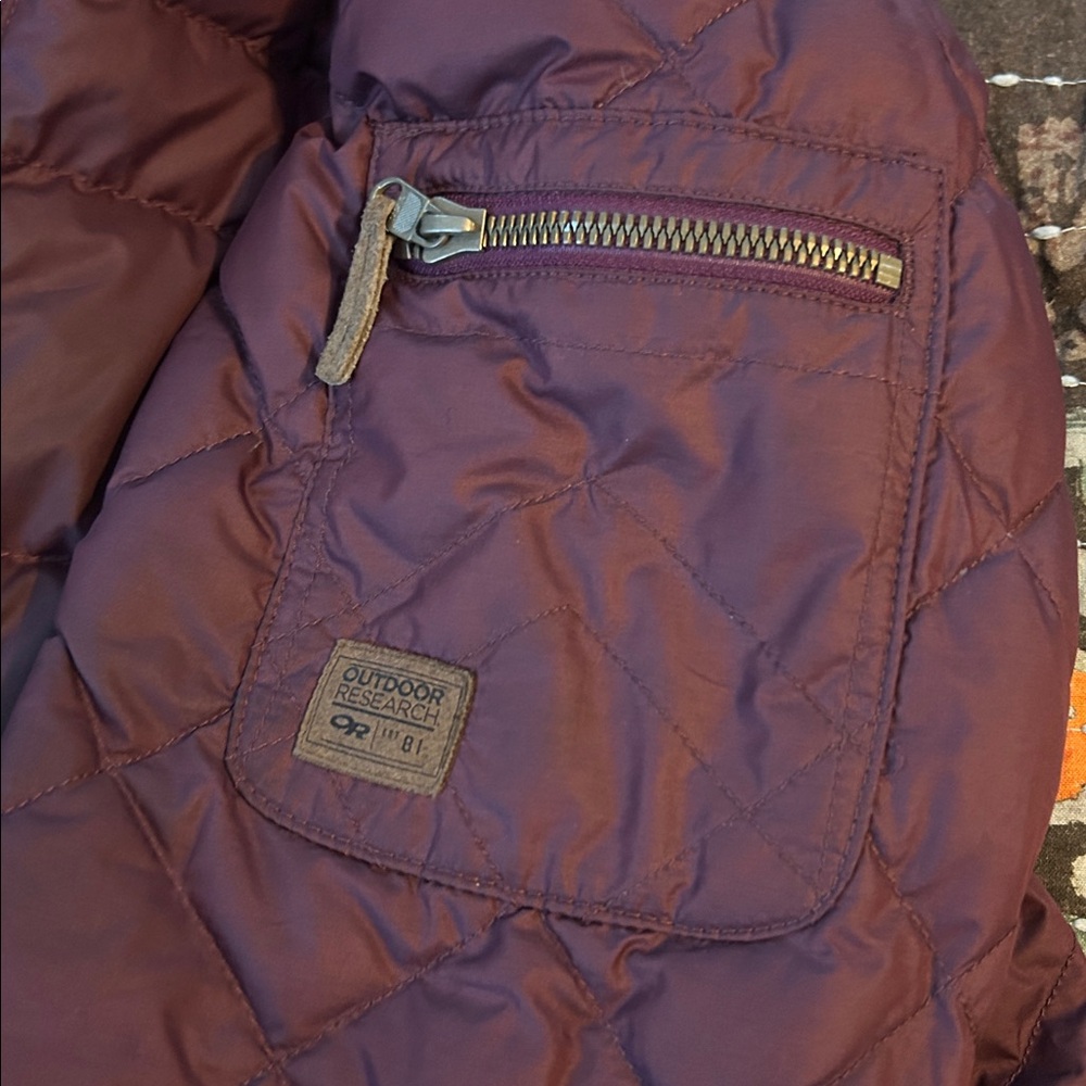 Outdoor Research Women's Puffer Down Jacket in Deep Burgundy - Picture 5 of 10